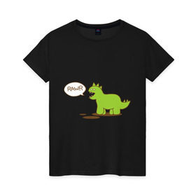 Женская футболка хлопок с принтом Динозаврик , 100% хлопок | прямой крой, круглый вырез горловины, длина до линии бедер, слегка спущенное плечо | динозавр