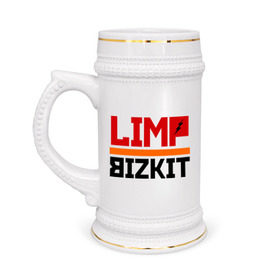 Кружка пивная с принтом Limp Bizkit (2) ,  керамика (Материал выдерживает высокую температуру, стоит избегать резкого перепада температур) |  объем 630 мл | Тематика изображения на принте: rock | лимп бизкит | рок группа | рок музыка