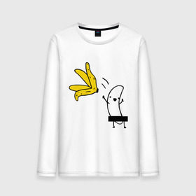 Мужской лонгслив хлопок с принтом Банан стриптизер , 100% хлопок |  | Тематика изображения на принте: кожура | одежда | прикольная картинка | раздеваться | фрукт | юмор