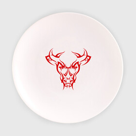 Тарелка 3D с принтом Красный бык , фарфор | диаметр - 210 мм
диаметр для нанесения принта - 120 мм | бычара | животное | зверь | лоб | рога
