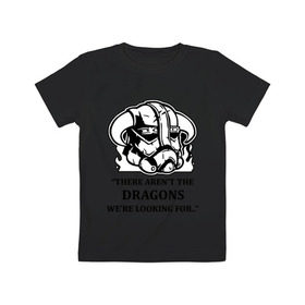 Детская футболка хлопок с принтом Skyrim – тут нет драконов , 100% хлопок | круглый вырез горловины, полуприлегающий силуэт, длина до линии бедер | скайрим