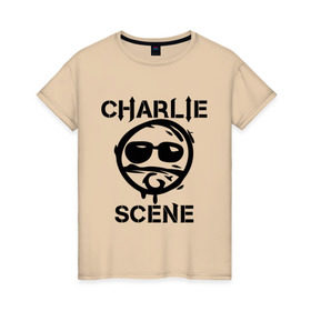 Женская футболка хлопок с принтом Charlie Scene (HU) , 100% хлопок | прямой крой, круглый вырез горловины, длина до линии бедер, слегка спущенное плечо | Тематика изображения на принте: charlie | charlie scene | scene | панк | рок | чарли шин