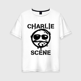 Женская футболка хлопок Oversize с принтом Charlie Scene (HU) , 100% хлопок | свободный крой, круглый ворот, спущенный рукав, длина до линии бедер
 | charlie | charlie scene | scene | панк | рок | чарли шин