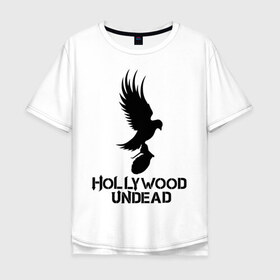 Мужская футболка хлопок Oversize с принтом Hollywood Undead , 100% хлопок | свободный крой, круглый ворот, “спинка” длиннее передней части | hollywood undead | undead | птица с гранатой | рок реп группа hollywood undead