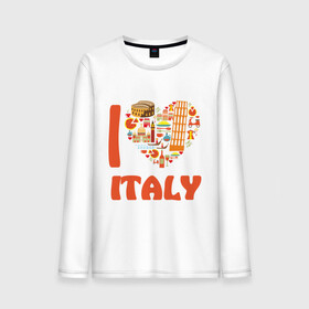 Мужской лонгслив хлопок с принтом Я люблю Италию , 100% хлопок |  | башня пейзанская | италия | колизей | пицца | я люблю италию
