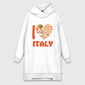 Платье-худи хлопок с принтом Я люблю Италию ,  |  | башня пейзанская | италия | колизей | пицца | я люблю италию