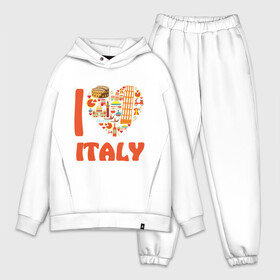 Мужской костюм хлопок OVERSIZE с принтом Я люблю Италию ,  |  | Тематика изображения на принте: башня пейзанская | италия | колизей | пицца | я люблю италию