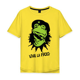 Мужская футболка хлопок Oversize с принтом Viva la Frog , 100% хлопок | свободный крой, круглый ворот, “спинка” длиннее передней части | frog | viva la frog | viva лягушка | лягушка | лягушка чегевара