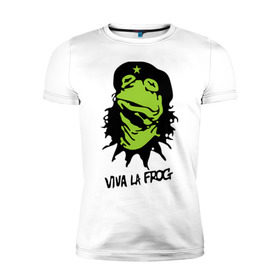 Мужская футболка премиум с принтом Viva la Frog , 92% хлопок, 8% лайкра | приталенный силуэт, круглый вырез ворота, длина до линии бедра, короткий рукав | frog | viva la frog | viva лягушка | лягушка | лягушка чегевара