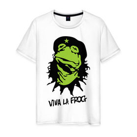 Мужская футболка хлопок с принтом Viva la Frog , 100% хлопок | прямой крой, круглый вырез горловины, длина до линии бедер, слегка спущенное плечо. | frog | viva la frog | viva лягушка | лягушка | лягушка чегевара