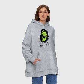 Худи SuperOversize хлопок с принтом Viva la Frog , 70% хлопок, 30% полиэстер, мягкий начес внутри | карман-кенгуру, эластичная резинка на манжетах и по нижней кромке, двухслойный капюшон
 | frog | viva la frog | viva лягушка | лягушка | лягушка чегевара