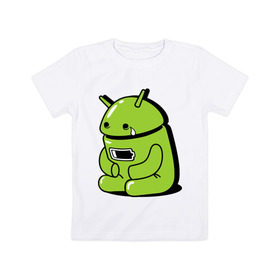 Детская футболка хлопок с принтом Андроид плачет , 100% хлопок | круглый вырез горловины, полуприлегающий силуэт, длина до линии бедер | android | андроид | андроид плачет