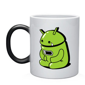 Кружка хамелеон с принтом Андроид плачет , керамика | меняет цвет при нагревании, емкость 330 мл | android | андроид | андроид плачет