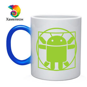 Кружка хамелеон с принтом Андроид давинчи , керамика | меняет цвет при нагревании, емкость 330 мл | android | андроид давинчи | давинчи