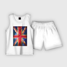 Детская пижама с шортами хлопок с принтом Флаг Британии в цветах ,  |  | англия | британский флаг | великобритания | флаг великобритании