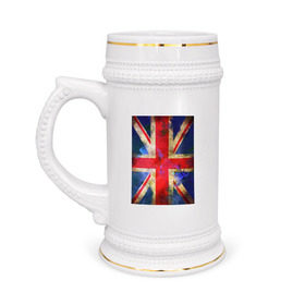 Кружка пивная с принтом Флаг Британии в цветах ,  керамика (Материал выдерживает высокую температуру, стоит избегать резкого перепада температур) |  объем 630 мл | Тематика изображения на принте: англия | британский флаг | великобритания | флаг великобритании