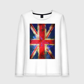 Женский лонгслив хлопок с принтом Флаг Британии в цветах , 100% хлопок |  | англия | британский флаг | великобритания | флаг великобритании