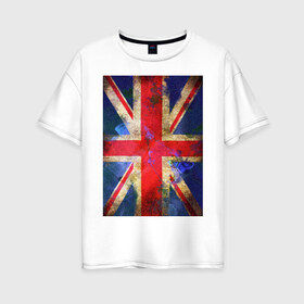 Женская футболка хлопок Oversize с принтом Флаг Британии в цветах , 100% хлопок | свободный крой, круглый ворот, спущенный рукав, длина до линии бедер
 | англия | британский флаг | великобритания | флаг великобритании