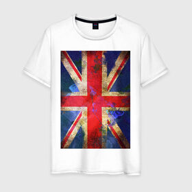 Мужская футболка хлопок с принтом Флаг Британии в цветах , 100% хлопок | прямой крой, круглый вырез горловины, длина до линии бедер, слегка спущенное плечо. | Тематика изображения на принте: англия | британский флаг | великобритания | флаг великобритании