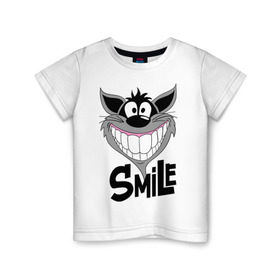 Детская футболка хлопок с принтом Улыбка Smile , 100% хлопок | круглый вырез горловины, полуприлегающий силуэт, длина до линии бедер | smile | волк | смайл | смайлик | улыбка