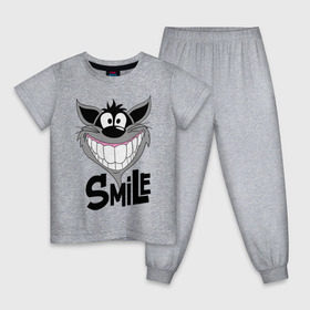 Детская пижама хлопок с принтом Улыбка Smile , 100% хлопок |  брюки и футболка прямого кроя, без карманов, на брюках мягкая резинка на поясе и по низу штанин
 | smile | волк | смайл | смайлик | улыбка