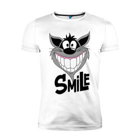 Мужская футболка премиум с принтом Улыбка Smile , 92% хлопок, 8% лайкра | приталенный силуэт, круглый вырез ворота, длина до линии бедра, короткий рукав | smile | волк | смайл | смайлик | улыбка