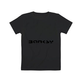Детская футболка хлопок с принтом Banksy logo , 100% хлопок | круглый вырез горловины, полуприлегающий силуэт, длина до линии бедер | Тематика изображения на принте: 