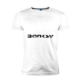Мужская футболка премиум с принтом Banksy logo , 92% хлопок, 8% лайкра | приталенный силуэт, круглый вырез ворота, длина до линии бедра, короткий рукав | 