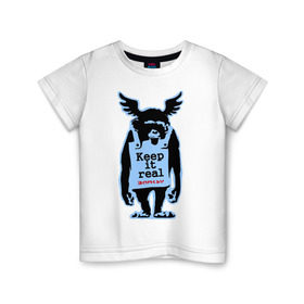 Детская футболка хлопок с принтом Keep it real. Banksy , 100% хлопок | круглый вырез горловины, полуприлегающий силуэт, длина до линии бедер | banksy | бенкси | бэнкси | графити | граффити | обезьяна | стрит арт | стритарт