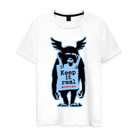 Мужская футболка хлопок с принтом Keep it real. Banksy , 100% хлопок | прямой крой, круглый вырез горловины, длина до линии бедер, слегка спущенное плечо. | banksy | бенкси | бэнкси | графити | граффити | обезьяна | стрит арт | стритарт