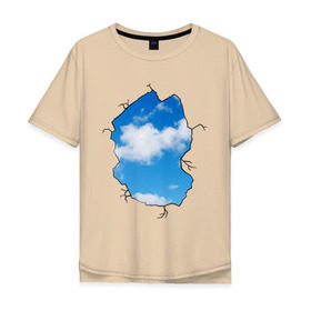Мужская футболка хлопок Oversize с принтом Небо. Бэнкси , 100% хлопок | свободный крой, круглый ворот, “спинка” длиннее передней части | banksy | бенкси | бэнкси | графити | граффити | небо | облака | облако | стрит арт | стритарт