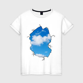 Женская футболка хлопок с принтом Небо. Бэнкси , 100% хлопок | прямой крой, круглый вырез горловины, длина до линии бедер, слегка спущенное плечо | banksy | бенкси | бэнкси | графити | граффити | небо | облака | облако | стрит арт | стритарт