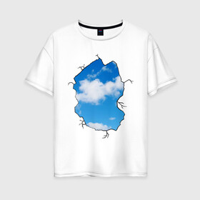 Женская футболка хлопок Oversize с принтом Небо Бэнкси , 100% хлопок | свободный крой, круглый ворот, спущенный рукав, длина до линии бедер
 | banksy | бенкси | бэнкси | графити | граффити | небо | облака | облако | стрит арт | стритарт