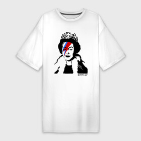 Платье-футболка хлопок с принтом Елизавета вторая ,  |  | banksy | английская королева | англия | бенкси | бэнкси | великобритания | графити | граффити | королева | стрит арт | стритарт