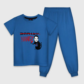 Детская пижама хлопок с принтом Hanksy , 100% хлопок |  брюки и футболка прямого кроя, без карманов, на брюках мягкая резинка на поясе и по низу штанин
 | banksy | tom hanks | бенкси | бэнкси | графити | граффити | стрит арт | стритарт | том хенкс