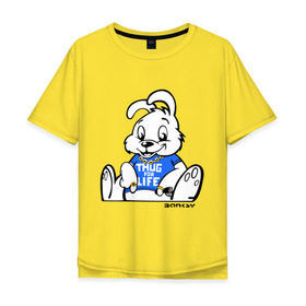 Мужская футболка хлопок Oversize с принтом Кролик Бэнкси , 100% хлопок | свободный крой, круглый ворот, “спинка” длиннее передней части | banksy | бенкси | бэнкси | графити | граффити | кролик | плющевый кролик | стрит арт | стритарт