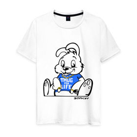 Мужская футболка хлопок с принтом Кролик Бэнкси , 100% хлопок | прямой крой, круглый вырез горловины, длина до линии бедер, слегка спущенное плечо. | banksy | бенкси | бэнкси | графити | граффити | кролик | плющевый кролик | стрит арт | стритарт