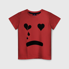 Детская футболка хлопок с принтом Sad smile , 100% хлопок | круглый вырез горловины, полуприлегающий силуэт, длина до линии бедер | Тематика изображения на принте: smile | грустный смайлик | сердце | смайл | смайлик