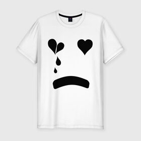 Мужская футболка премиум с принтом Sad smile , 92% хлопок, 8% лайкра | приталенный силуэт, круглый вырез ворота, длина до линии бедра, короткий рукав | smile | грустный смайлик | сердце | смайл | смайлик