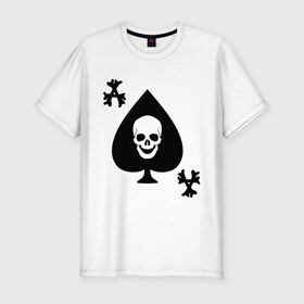 Мужская футболка премиум с принтом Skull card , 92% хлопок, 8% лайкра | приталенный силуэт, круглый вырез ворота, длина до линии бедра, короткий рукав | карты | кости | пики | пиковый туз | череп | черепа