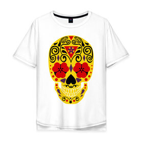 Мужская футболка хлопок Oversize с принтом Flower Skull , 100% хлопок | свободный крой, круглый ворот, “спинка” длиннее передней части | skull | цветочный орнамент | цветы | череп | черепа