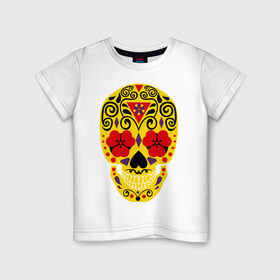Детская футболка хлопок с принтом Flower Skull , 100% хлопок | круглый вырез горловины, полуприлегающий силуэт, длина до линии бедер | skull | цветочный орнамент | цветы | череп | черепа