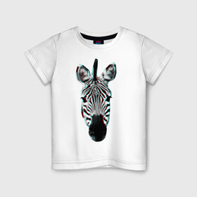 Детская футболка хлопок с принтом Зебра watercolor , 100% хлопок | круглый вырез горловины, полуприлегающий силуэт, длина до линии бедер | животные | звери | зебра