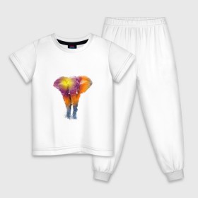 Детская пижама хлопок с принтом Слон watercolor , 100% хлопок |  брюки и футболка прямого кроя, без карманов, на брюках мягкая резинка на поясе и по низу штанин
 | слон