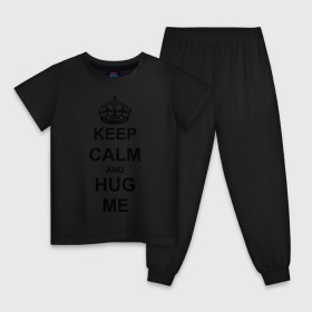 Детская пижама хлопок с принтом Keep calm and hug mе , 100% хлопок |  брюки и футболка прямого кроя, без карманов, на брюках мягкая резинка на поясе и по низу штанин
 | обнимашки | обними меня | объятия