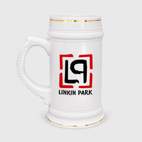 Кружка пивная с принтом Linkin park ,  керамика (Материал выдерживает высокую температуру, стоит избегать резкого перепада температур) |  объем 630 мл | lp | rock | линкин парк | музыка | рок группа