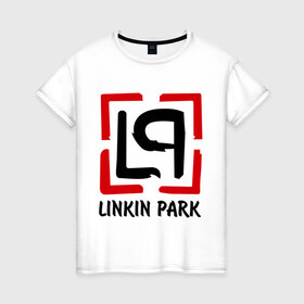 Женская футболка хлопок с принтом Linkin park , 100% хлопок | прямой крой, круглый вырез горловины, длина до линии бедер, слегка спущенное плечо | lp | rock | линкин парк | музыка | рок группа