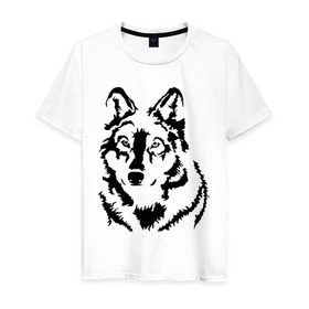 Мужская футболка хлопок с принтом Чёрный волк , 100% хлопок | прямой крой, круглый вырез горловины, длина до линии бедер, слегка спущенное плечо. | волчара | волчица | животное | зверь | хищник