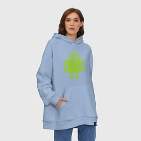 Худи SuperOversize хлопок с принтом Android-bender. , 70% хлопок, 30% полиэстер, мягкий начес внутри | карман-кенгуру, эластичная резинка на манжетах и по нижней кромке, двухслойный капюшон
 | админам | андроид | бендер | мультик | мультфильм | ос | робот | футурама