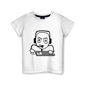 Детская футболка хлопок с принтом Геймер , 100% хлопок | круглый вырез горловины, полуприлегающий силуэт, длина до линии бедер | игрок | клавиатура | компьютерные игры | мем | человечек